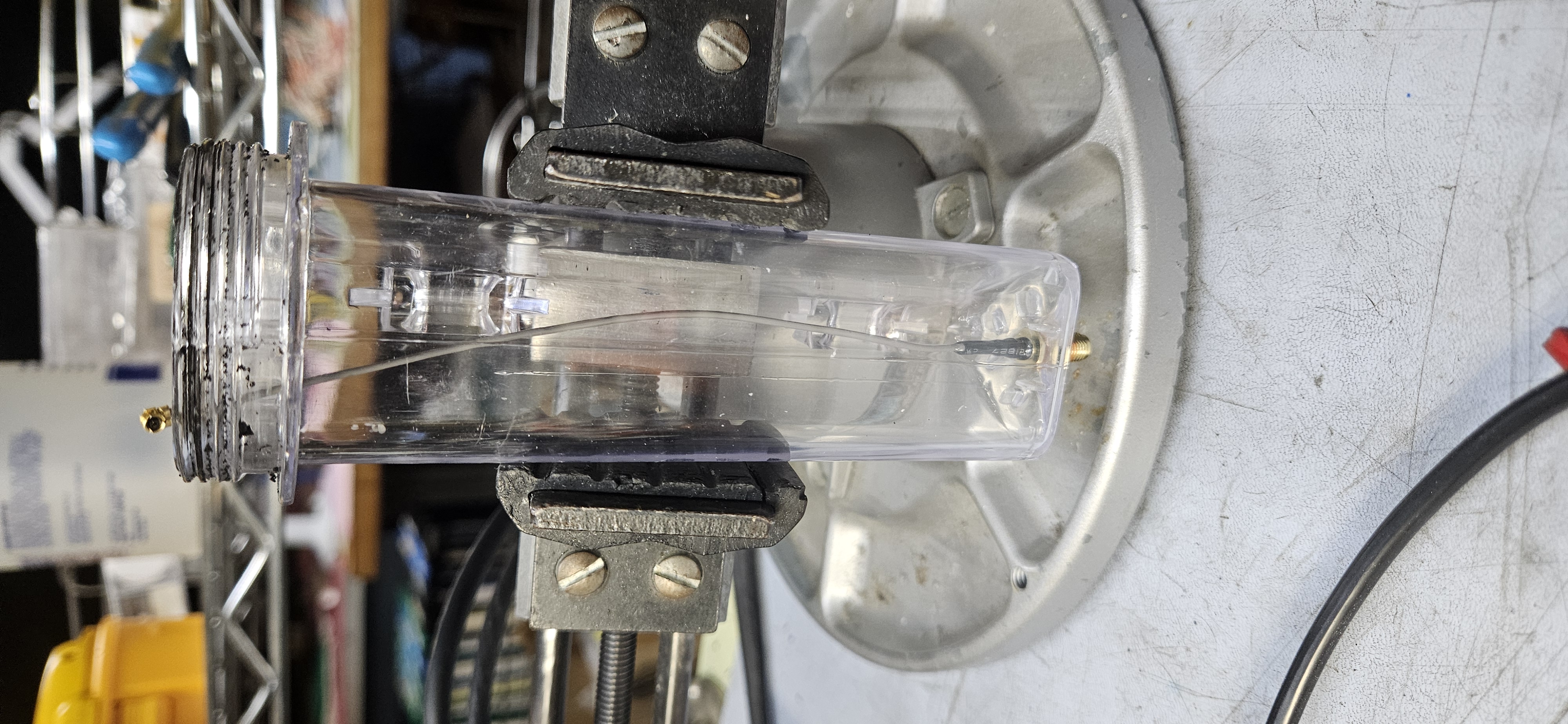 Enclosure view showing internal pigtail wire and foam