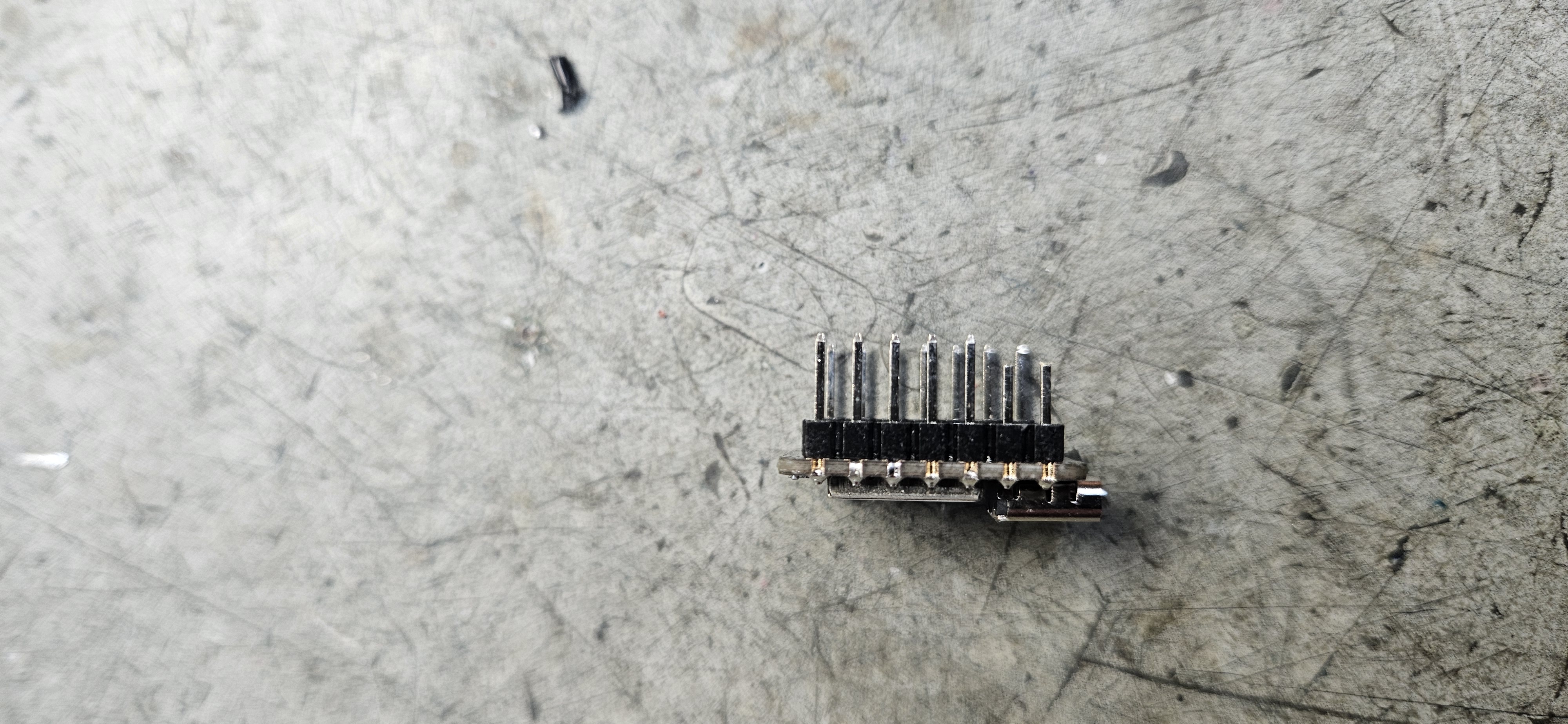 Trimmed header pins detail