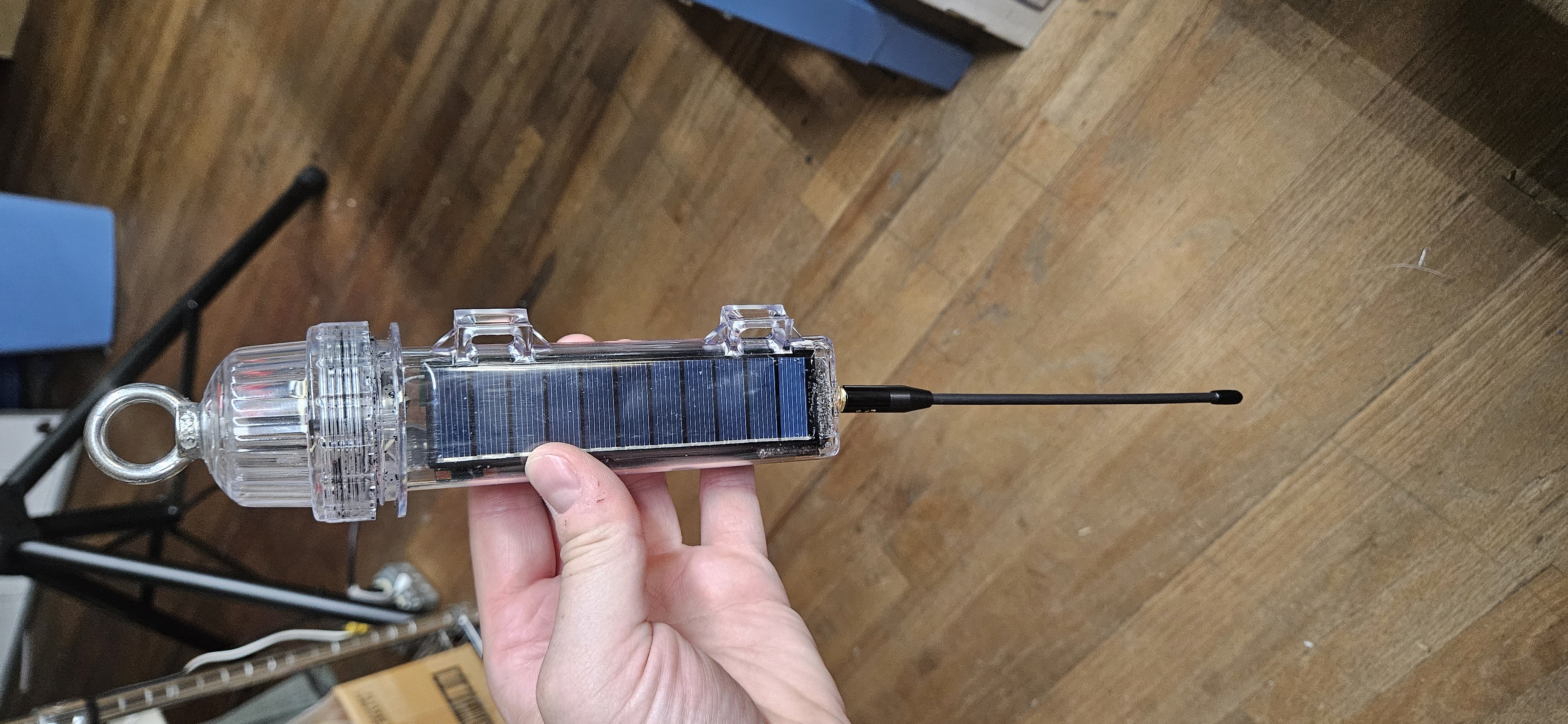Fully assembled buoy node with antenna and hanging loop